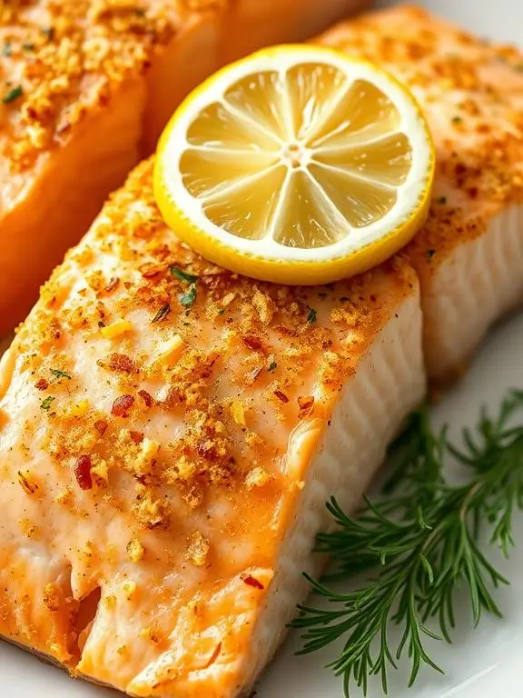 Flaky lemon garlic air fryer recipes salmon with fresh herbs and bright citrus