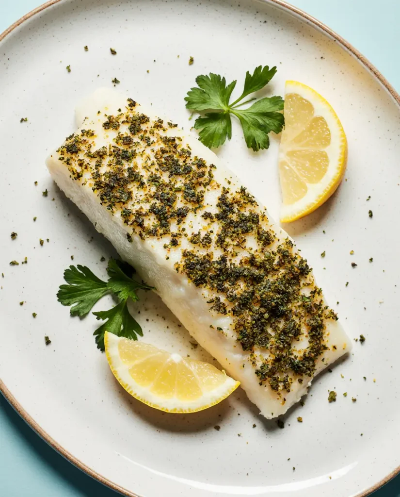 Herb-crusted cod with golden topping, excellent healthy air fryer recipes for weight loss for beginners