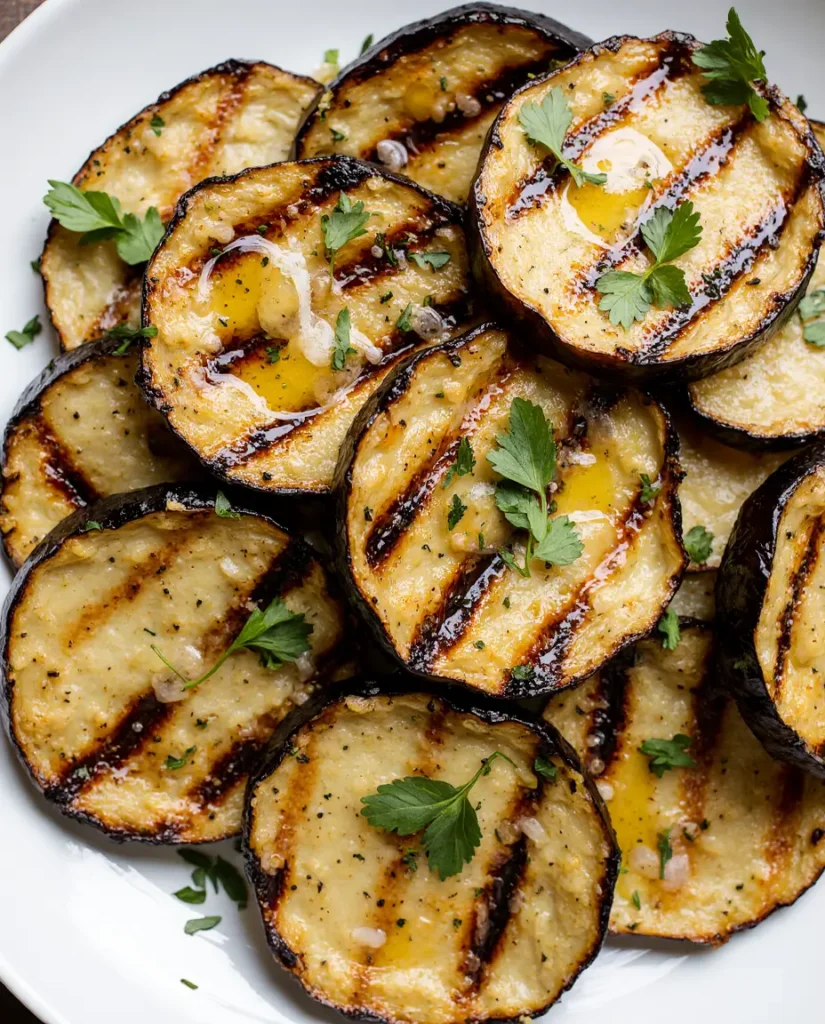 Golden Mediterranean eggplant slices with herbs, wonderful healthy air fryer recipes for weight loss for beginners